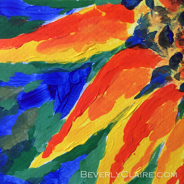 Detail screenshot of "Bright and Cheerful Single Sunflower" acrylic painting
