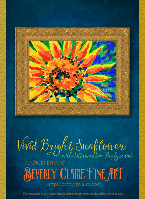 Framing idea for "Bright and Cheerful Single Sunflower" acrylic painting's enlarged art print version.