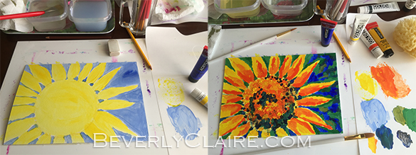 Bright and Cheerful Single Sunflower Acrylic Painting