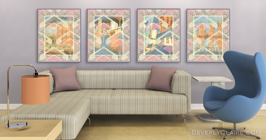 Living Room in Pastel Tones 3D Rendering by Beverly Claire Kaiya