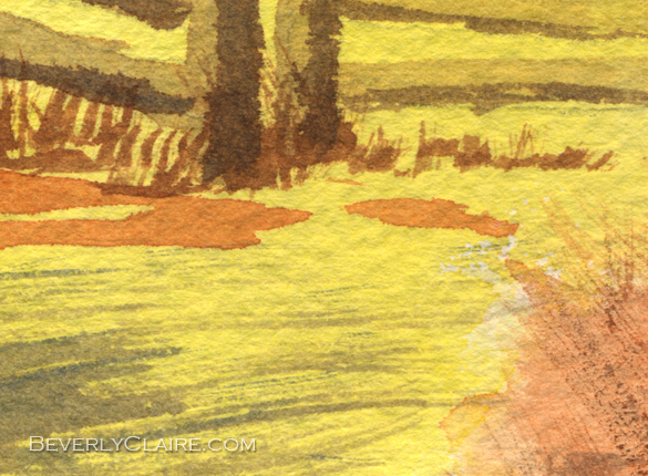 Detail screenshot of "By the Roadside in Autumn" watercolor painting
