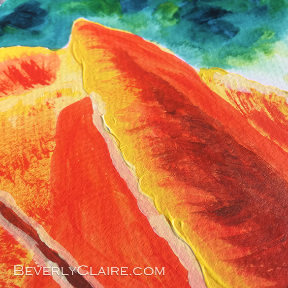 Detail screenshot of "Bright Yellow Orange Tulip" acrylic painting
