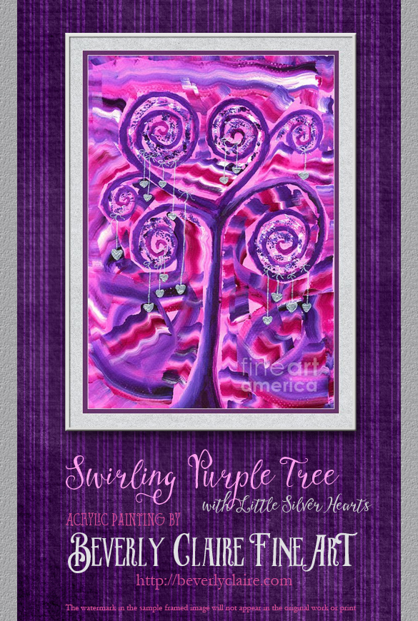Framing idea for "Purple Tree with Little Silver Hearts" acrylic painting's enlarged art print version.