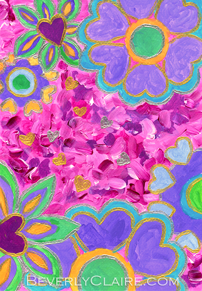 Girly Heart-Shaped Valentine Florals Acrylic Painting