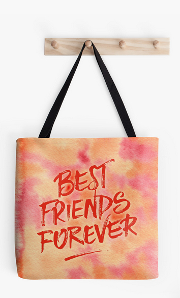 Best Friends Forever hand-painted watercolor tote bag