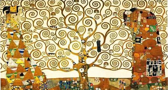 "The Tree of Life, Stoclet Frieze" by Gustav Klimt, 1909. Oil on canvas, 195cm x 102cm (77in x 40in). Museum of Applied Arts, Vienna, Austria.