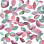 Watercolor Leaves Hand-Painted Red Green Botanical Pattern