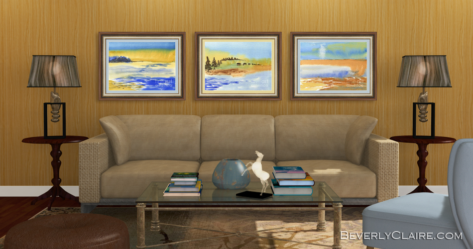 3D Virtualization of Nature-themed Living Room with Original Paintings by Beverly Claire Kaiya