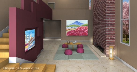 3D Rendering of Room with Japanese-style Elements by Beverly Claire Kaiya